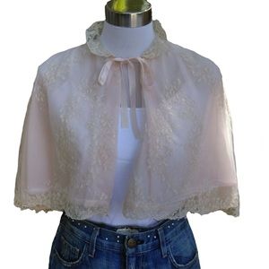 Vintage Bergdorf Goodman Lace Pink Capelet